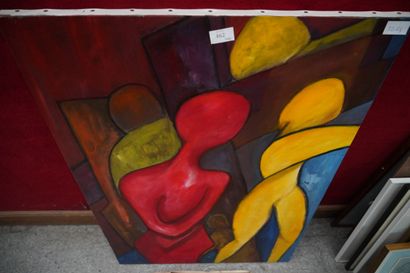 ECOLE CONTEMPORAINE, composition aux personnages...