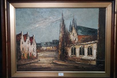 ECOLE MODERNE, Vue d'une église, huile sur...