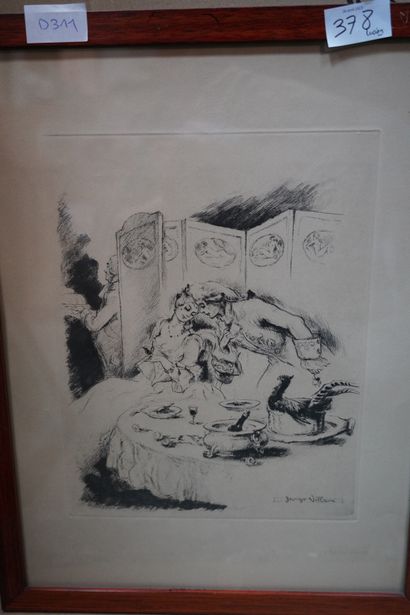 Réunion de miroirs et pièces encadrées. En...