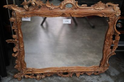 Miroir rectangulaire en bois et composition...