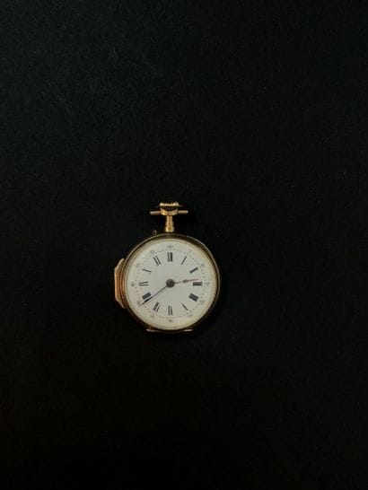 Montre de col, or 18k (750), la cuvette également...