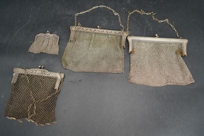 Ensemble de sac à mailles d'argent. Poids...