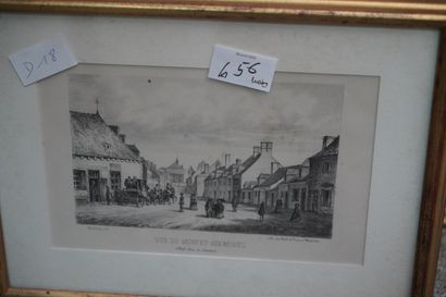 Ensemble de pièces encadrées : gravures de...