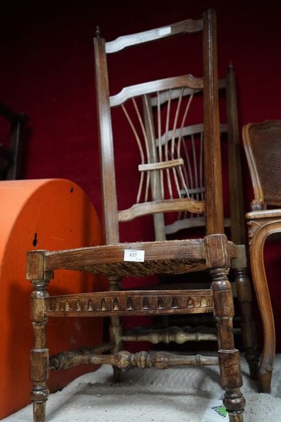 Paire de chaises de nourrice paillées en...