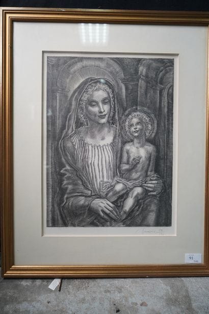 Albert DECARIS (1901-1988), Vierge à l'Enfant,...
