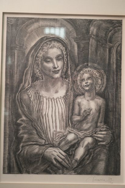 Albert DECARIS (1901-1988), Vierge à l'Enfant,...