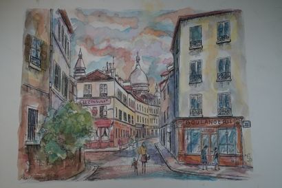 J. DIAZ, Paris le pont neuf et rue Norvins,...
