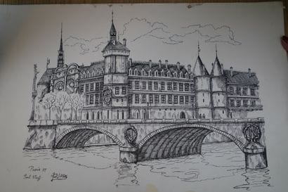 J. DIAZ, Paris le pont neuf et rue Norvins,...