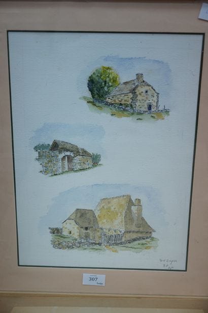 ECOLE MODERNE, Quatre aquarelles 
