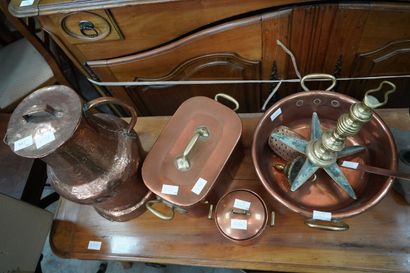 Réunion de cuivres, on joint une lampe de...
