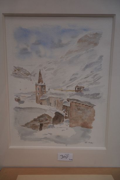ECOLE MODERNE, Quatre aquarelles 