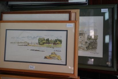 ECOLE MODERNE, Quatre aquarelles 