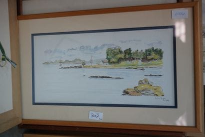 ECOLE MODERNE, Quatre aquarelles 