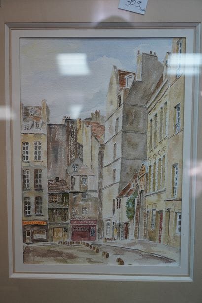 ECOLE MODERNE, trois aquarelles 