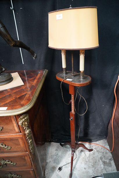 Lampe réglable en bois mouluré et métal,...
