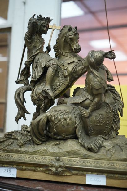 Cavaliers, groupe en bronze doré (ancien...