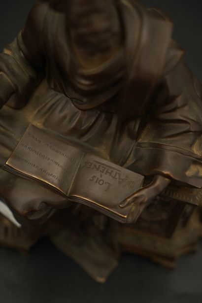Bronze à patine brune, Philosophe grec. Sans...