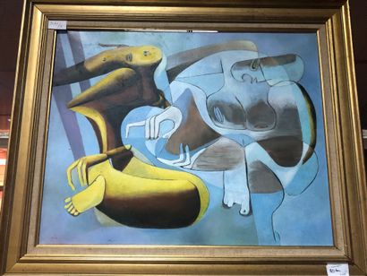 ECOLE MODERNE, Personnages, huile sur toile...