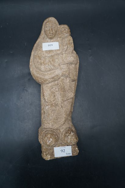 Ecole moderne, Vierge à l'Enfant, sculpture...