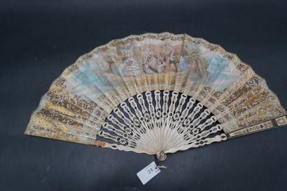 Eventail XIXe siècle, la feuille à décor...