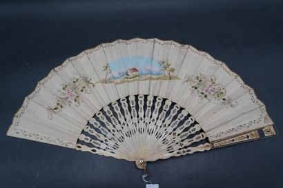 Eventail XIXe siècle, la feuille à décor...