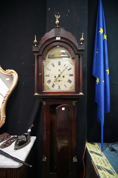 Horloge de parquet en bois naturel mouluré,...