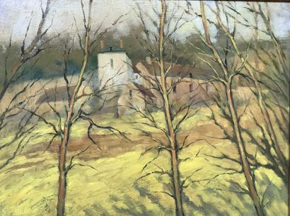 Pierre CHABIN.
Maisons à travers les arbres,...