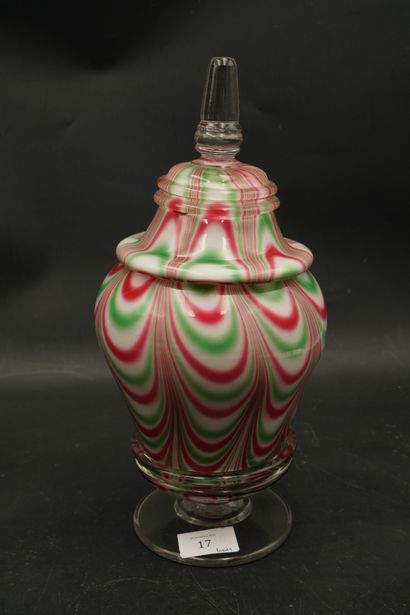 Verrerie de Vierzon, drageoir en verre multicouches...