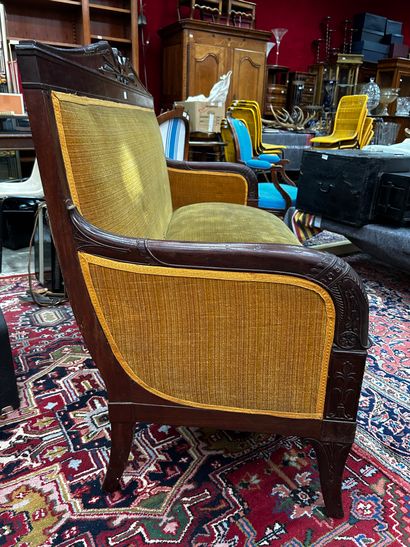Banquette en acajou et placage d'acajou,...