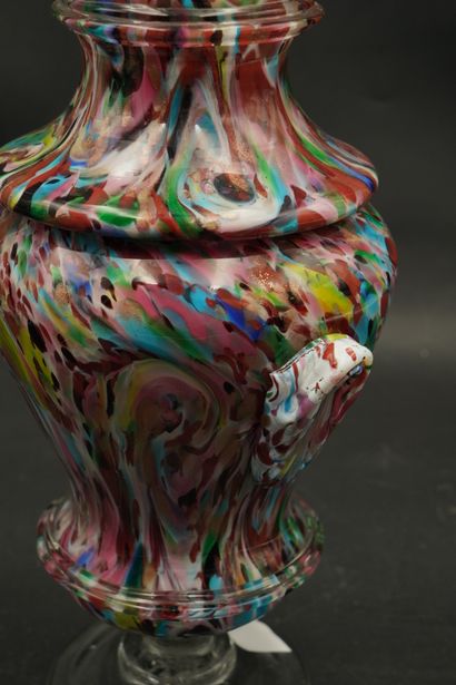 Verrerie de Vierzon, drageoir en verre aventuriné...