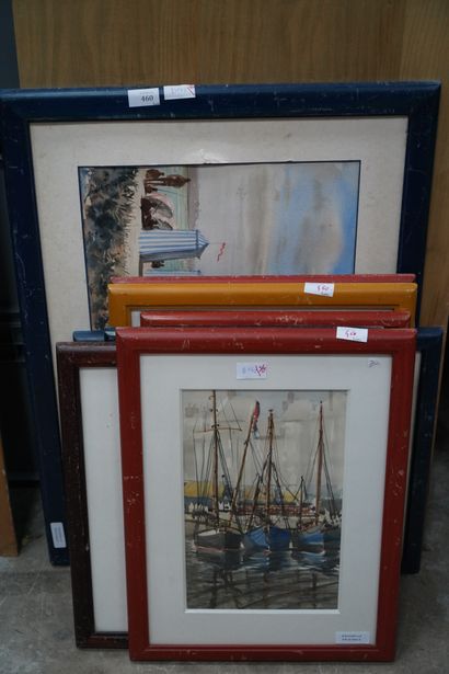 MAURER. Réunion de huit aquarelles encadrées...