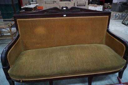 Banquette en acajou et placage d'acajou,...