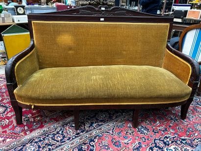 Banquette en acajou et placage d'acajou,...