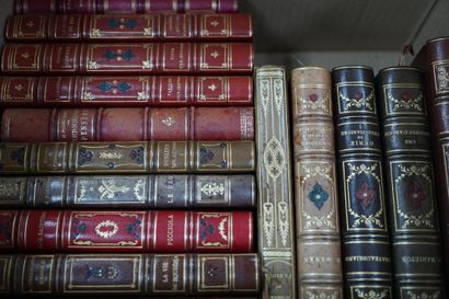 Réunion de livres reliés, XIXe, littérature,...