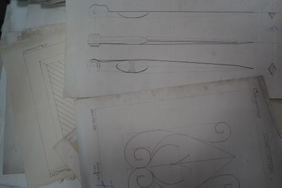 Réunion de dessins et gravures d'ingénieurs....