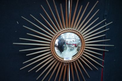 CHATY à VALLAURIS AM. Miroir soleil en métal...