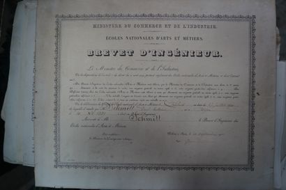 Réunion de dessins et gravures d'ingénieurs....