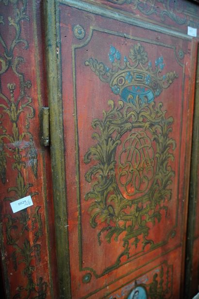 UZES, Deux armoires en bois polychrome à...