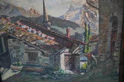 Hubert GODEAU (XX). Rue de village savoyard,...
