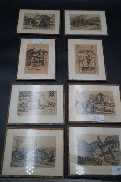 A. LEFORT. Réunion de huit gravures sous...