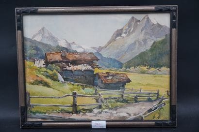 Hubert GODEAU (XX), Rue de village savoyard,...