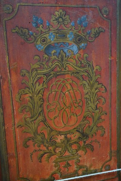 UZES, Deux armoires en bois polychrome à...