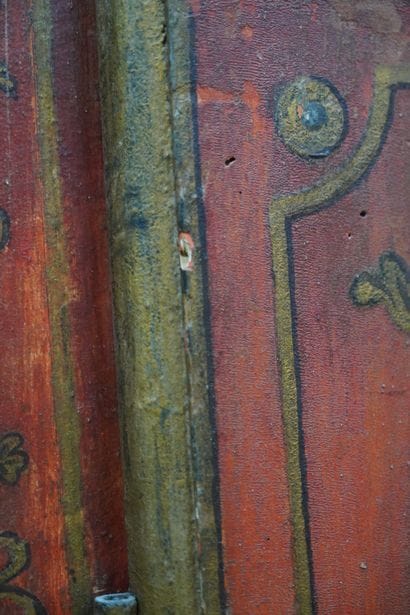 UZES, Deux armoires en bois polychrome à...