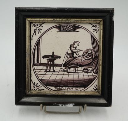 DELFT, trois carreaux de céramiques émaillée...