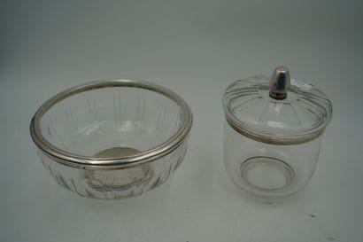 Pot à biscuits en verre cerclage en argent...