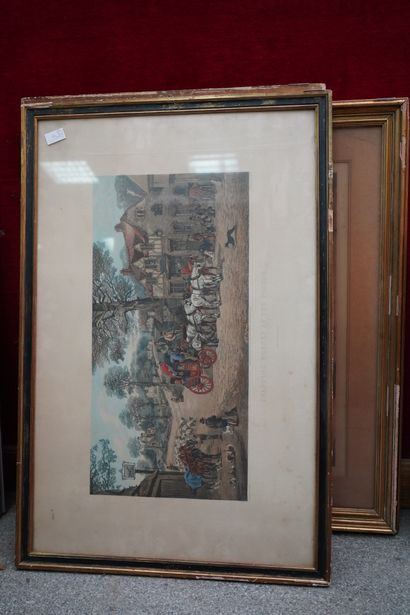Réunion de deux gravures anglaises en couleurs...