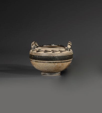 GAMIKOS LEBES
Brown circles and foliage (laurel)....