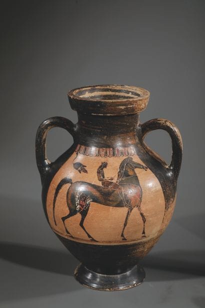 AMPHORA
Black-figured, with panels decorated...