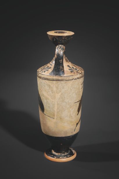 LEKYTHOS WITH WHITE BACKGROUND AND BLACK...