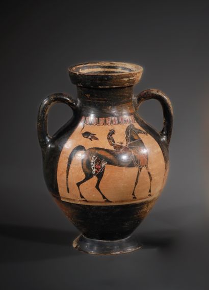AMPHORA
Black-figured, with panels decorated...